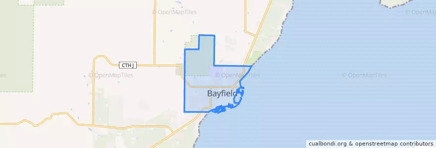 Mapa de ubicacion de Bayfield.