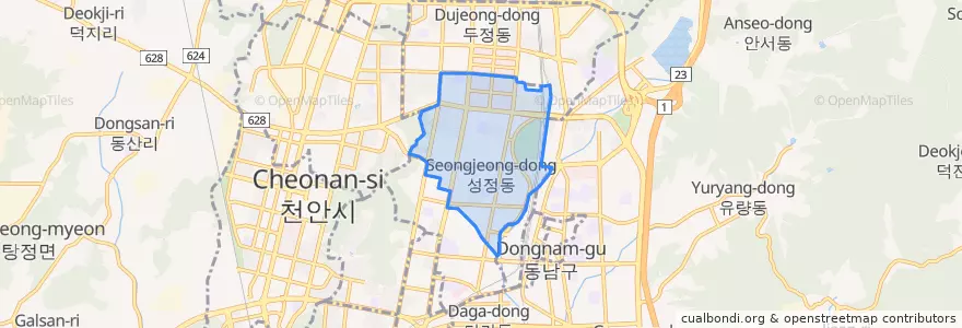 Mapa de ubicacion de 성정동.