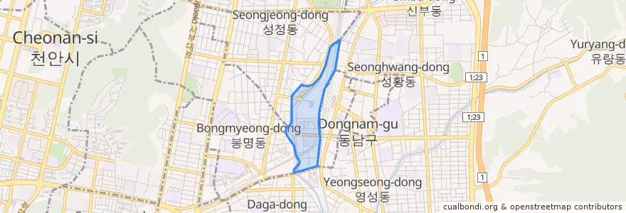 Mapa de ubicacion de 와촌동.