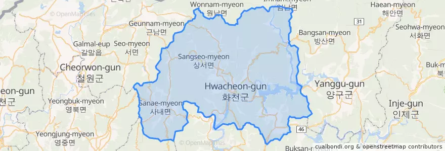 Mapa de ubicacion de Hwacheon-gun.