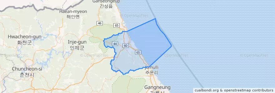 Mapa de ubicacion de Yangyang-gun.
