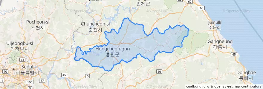 Mapa de ubicacion de 洪川郡.