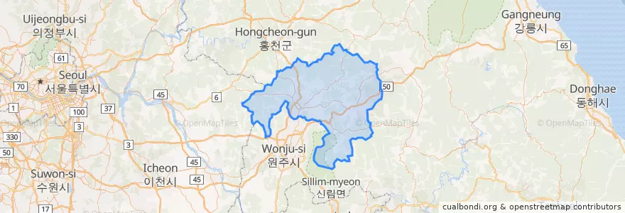 Mapa de ubicacion de 横城郡.