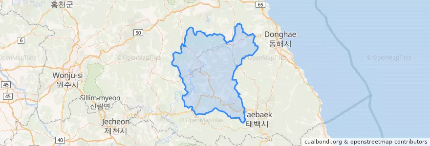 Mapa de ubicacion de Jeongseon-gun.