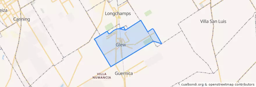 Mapa de ubicacion de Glew.