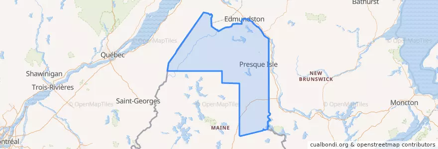Mapa de ubicacion de Aroostook County.