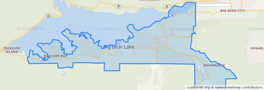 Mapa de ubicacion de Big Bear Lake.