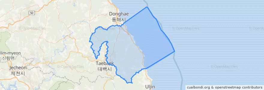 Mapa de ubicacion de 삼척시.