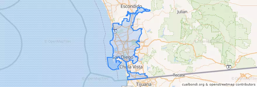 Mapa de ubicacion de San Diego.