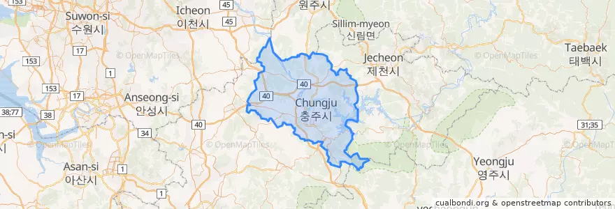 Mapa de ubicacion de Chungju-si.