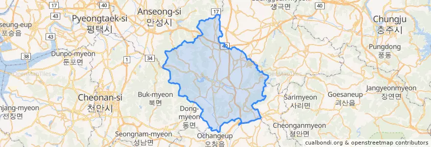 Mapa de ubicacion de 진천군.