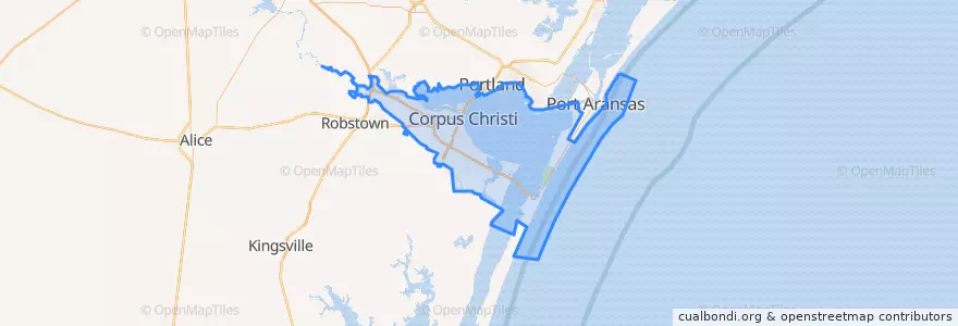 Mapa de ubicacion de Corpus Christi.