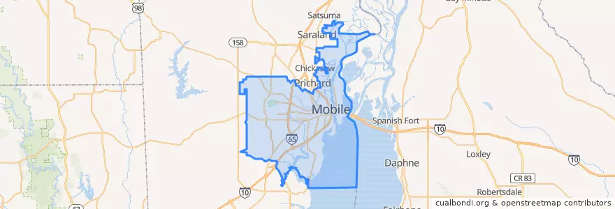 Mapa de ubicacion de Mobile.