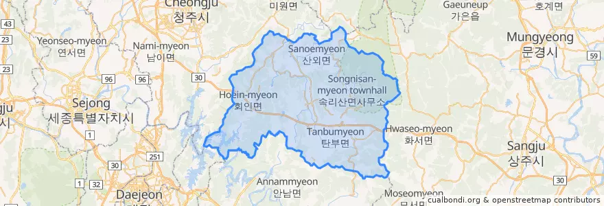 Mapa de ubicacion de Boeun-gun.