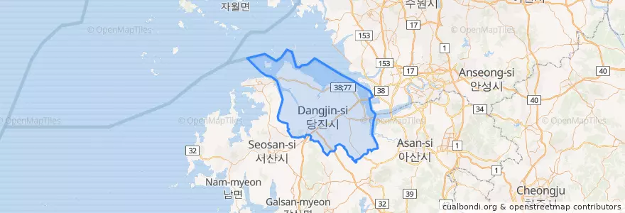 Mapa de ubicacion de Dangjin-si.