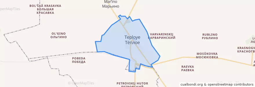 Mapa de ubicacion de городское поселение Тёплое.