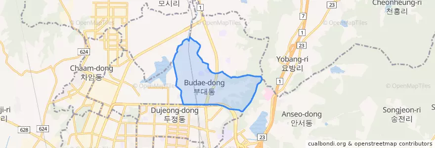 Mapa de ubicacion de 부대동.