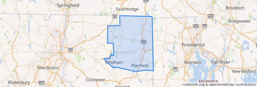 Mapa de ubicacion de Windham County.
