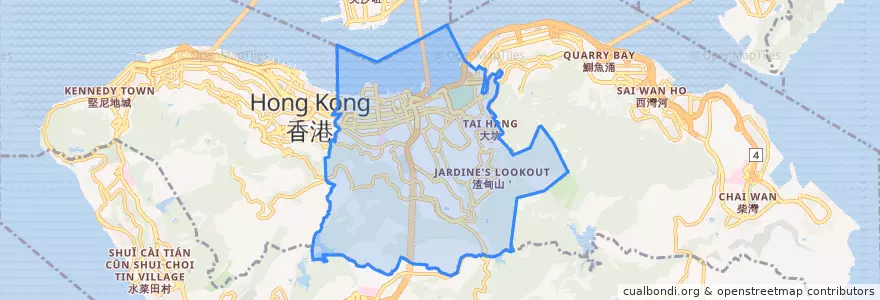Mapa de ubicacion de 灣仔區 Wan Chai District.