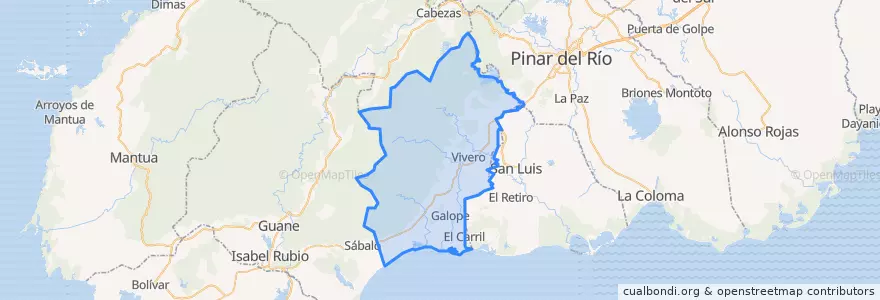Mapa de ubicacion de San Juan y Martínez.