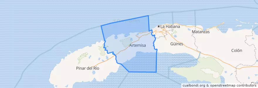Mapa de ubicacion de Artemisa.