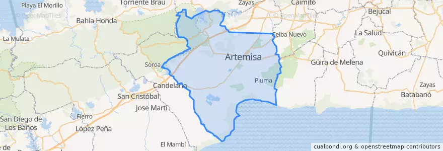 Mapa de ubicacion de Artemisa.