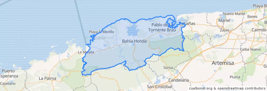 Mapa de ubicacion de Bahía Honda.