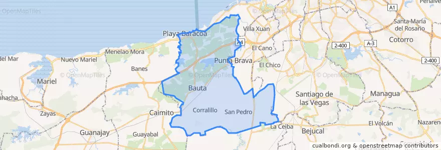 Mapa de ubicacion de Bauta.