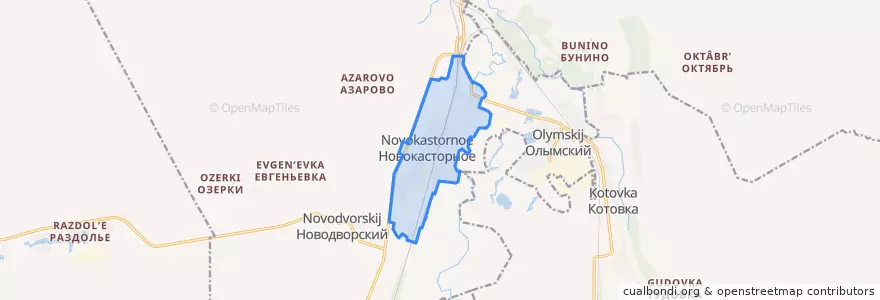 Mapa de ubicacion de городское поселение Новокасторное.