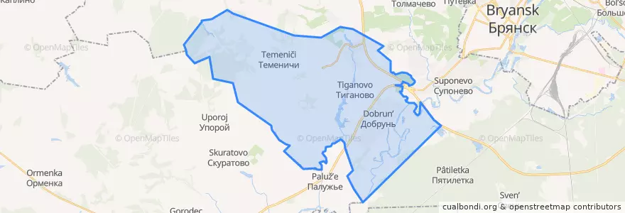 Mapa de ubicacion de Добрунское сельское поселение.