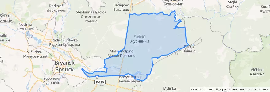 Mapa de ubicacion de Журиничское сельское поселение.