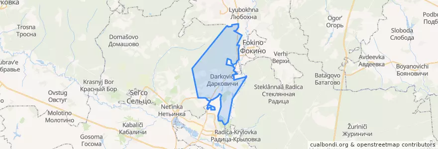 Mapa de ubicacion de Новодарковичское сельское поселение.
