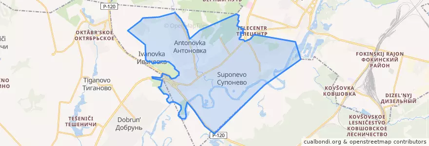 Mapa de ubicacion de Супоневское сельское поселение.