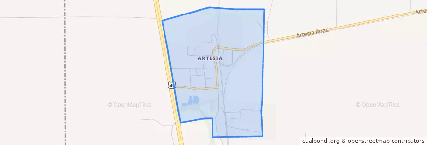 Mapa de ubicacion de Artesia.