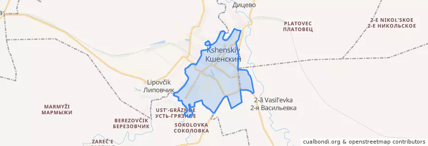 Mapa de ubicacion de городское поселение Кшенский.