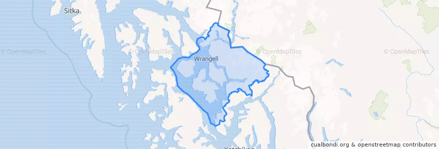 Mapa de ubicacion de Wrangell.