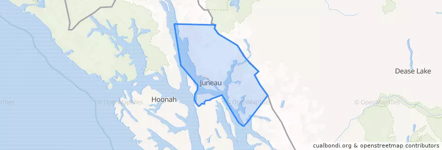 Mapa de ubicacion de Juneau.