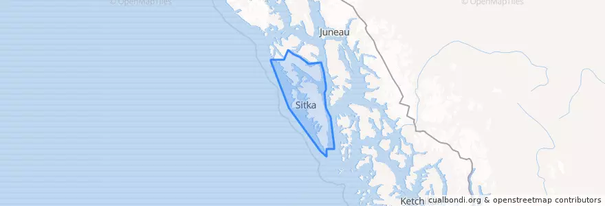 Mapa de ubicacion de Sitka.