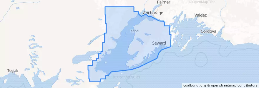 Mapa de ubicacion de Kenai Peninsula.