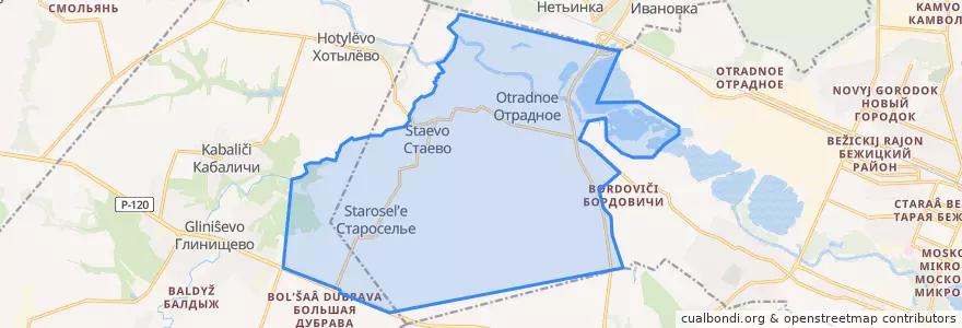 Mapa de ubicacion de Отрадненское сельское поселение.