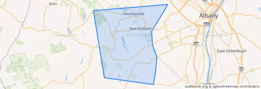 Mapa de ubicacion de Town of New Scotland.