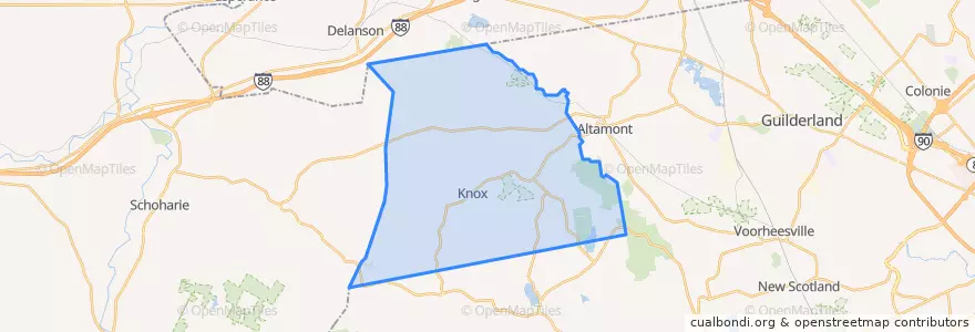 Mapa de ubicacion de Town of Knox.