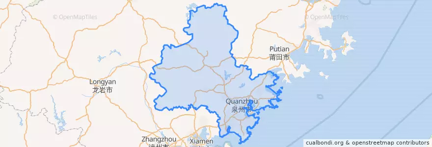 Mapa de ubicacion de Quanzhou.