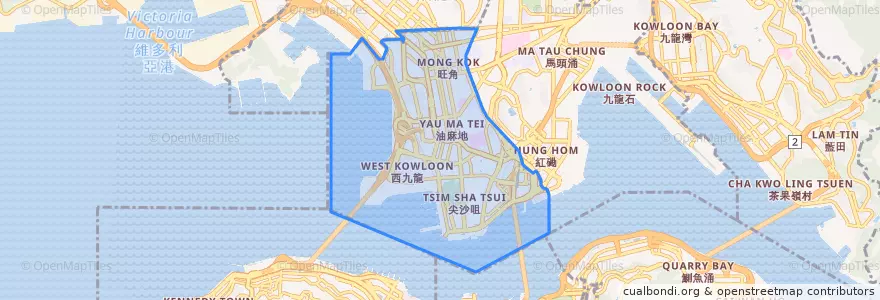 Mapa de ubicacion de 油尖旺區 Yau Tsim Mong District.