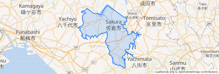 Mapa de ubicacion de 佐倉市.