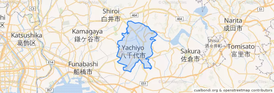 Mapa de ubicacion de 八千代市.