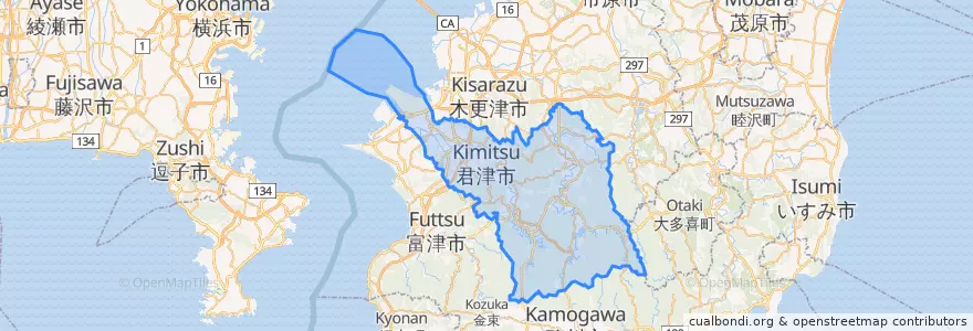 Mapa de ubicacion de 君津市.