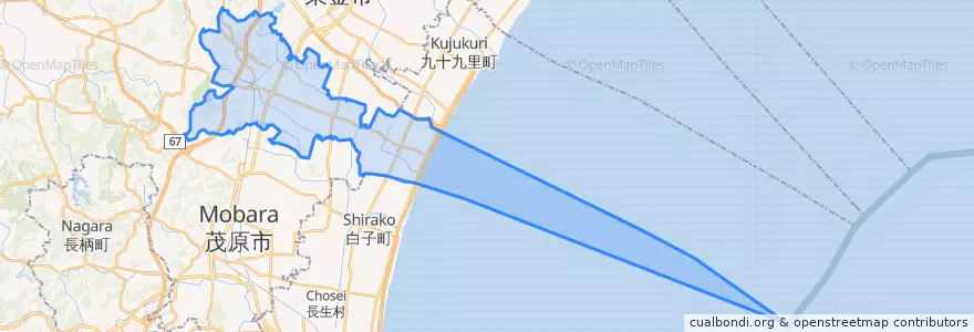 Mapa de ubicacion de 大網白里市.