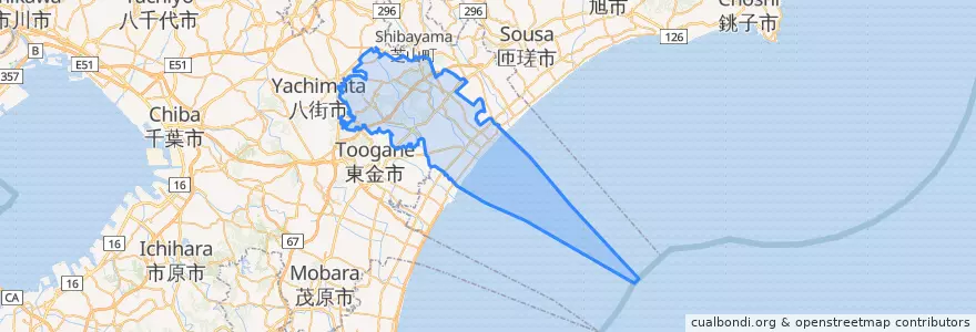 Mapa de ubicacion de 山武市.