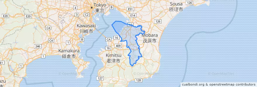 Mapa de ubicacion de Ichihara.